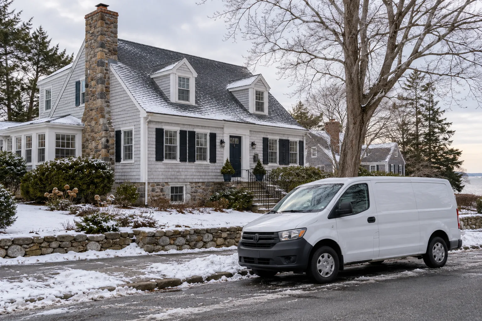 Older Tinton Falls home with a full basement and a Cape Cod style roofline